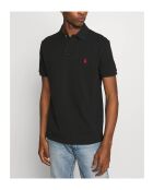 Polo en coton coupe ajustée personnalisée noir