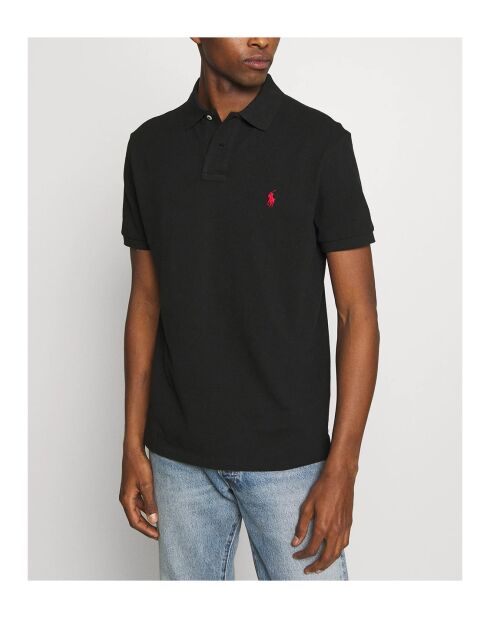 Polo en coton coupe ajustée personnalisée noir
