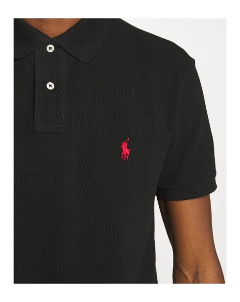Polo en coton coupe ajustée personnalisée noir