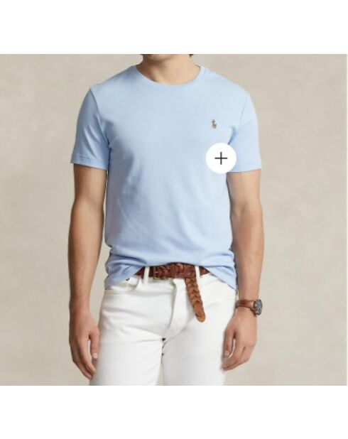 T-shirt en coton coupe ajustée personnalisée bleu ciel