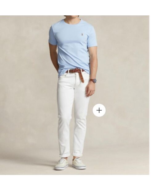 T-shirt en coton coupe ajustée personnalisée bleu ciel