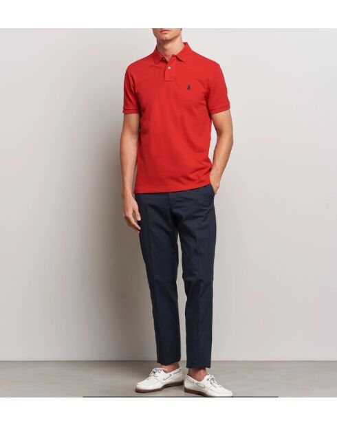 Polo en coton coupe ajustée personnalisée rouge