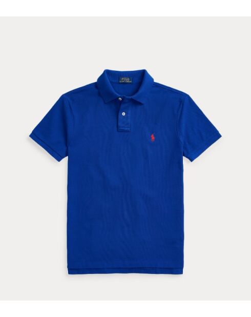 Polo en coton coupe ajustée personnalisée bleu