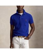 Polo en coton coupe ajustée personnalisée bleu