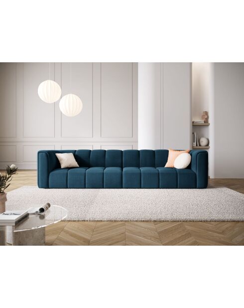 Canapé modulaire en chenille Adams 4 places bleu roi - 286 x 96 x 70 cm