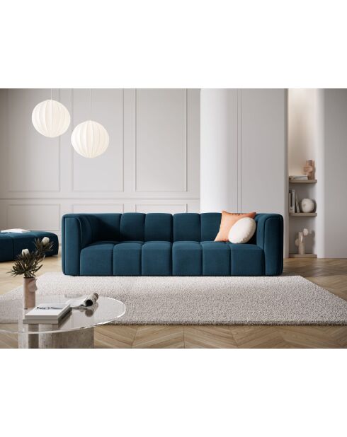 Canapé modulaire en chenille Adams 3 places bleu roi - 226 x 96 x 70 cm