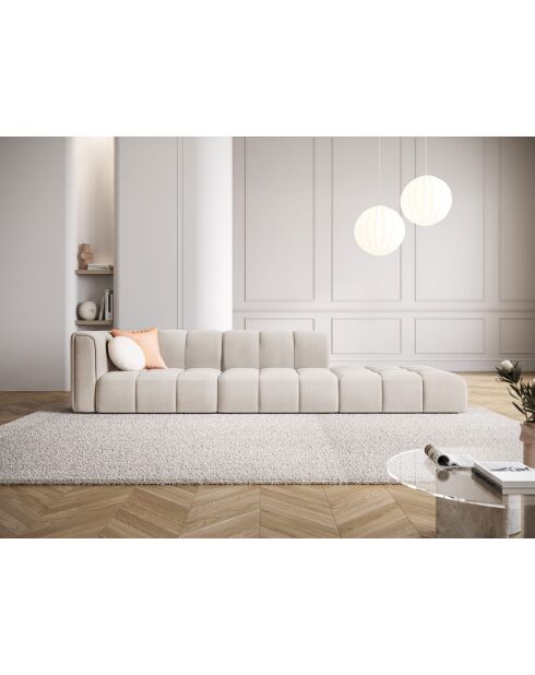 Canapé modulable droit en chenille Adams 4 places beige - 293 x 96 x 70 cm
