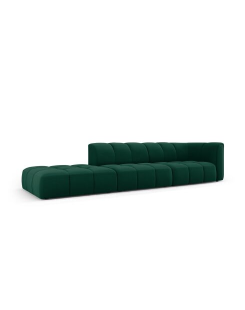 Canapé modulable gauche en velours Adams 4 places vert bouteille - 293 x 96 x 70 cm