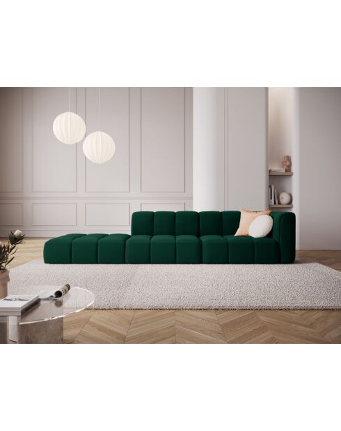 Canapé modulable gauche en velours Adams 4 places vert bouteille - 293 x 96 x 70 cm