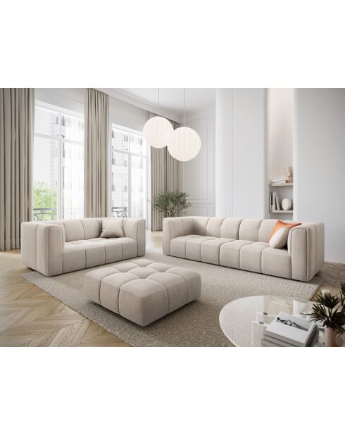 Canapé en chenille Adams 2 places beige - 166 x 96 x 70 cm