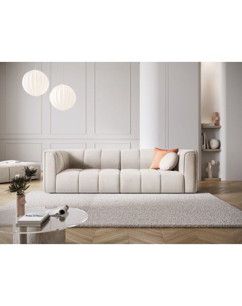 Canapé modulaire en chenille Adams 3 places beige - 226 x 96 x 70 cm