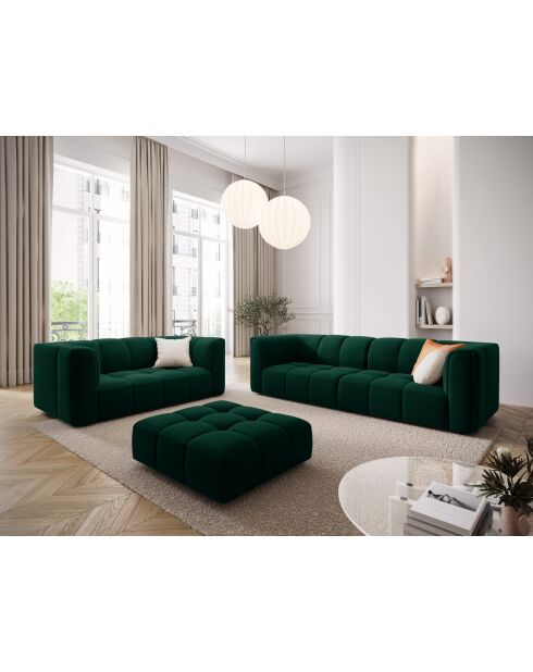 Canapé modulaire en velours Adams 3 places vert bouteille - 226 x 96 x 70 cm