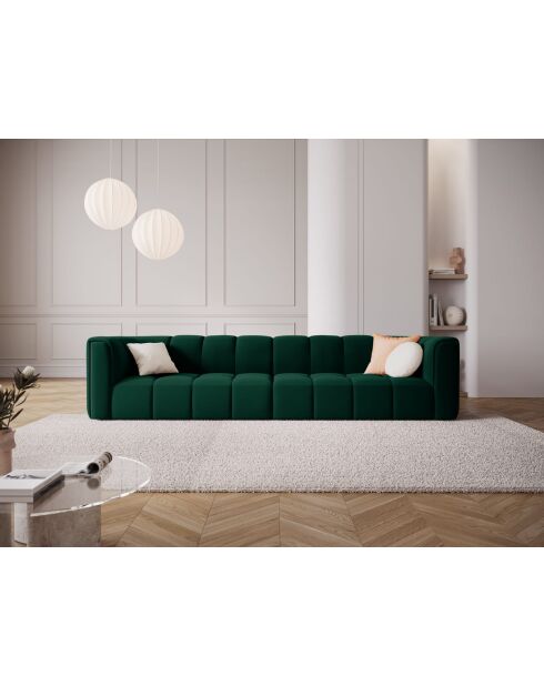 Canapé modulaire en velours Adams 4 places vert bouteille - 286 x 96 x 70 cm