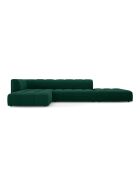 Canapé d'angle gauche en velours modulable Adams 5 places vert bouteille - 323 x 160 x 70 cm