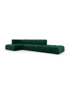 Canapé d'angle gauche en velours modulable Adams 5 places vert bouteille - 323 x 160 x 70 cm