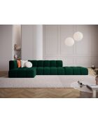 Canapé d'angle gauche en velours modulable Adams 5 places vert bouteille - 323 x 160 x 70 cm