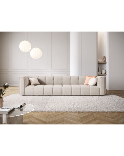 Canapé modulaire en chenille Adams 4 places beige - 286 x 96 x 70 cm