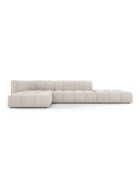 Canapé d'angle gauche modulaire en chenille Adams 5 places beige - 323 x 160 x 70 cm