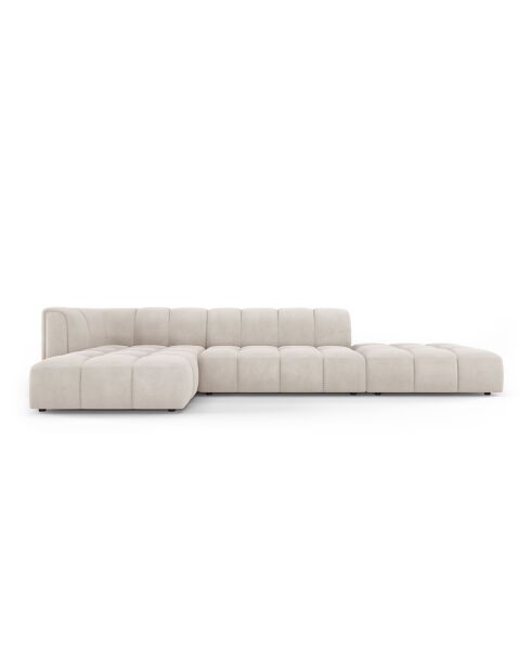 Canapé d'angle gauche modulaire en chenille Adams 5 places beige - 323 x 160 x 70 cm