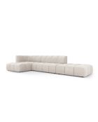 Canapé d'angle gauche modulaire en chenille Adams 5 places beige - 323 x 160 x 70 cm