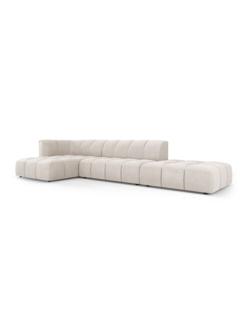 Canapé d'angle gauche modulaire en chenille Adams 5 places beige - 323 x 160 x 70 cm