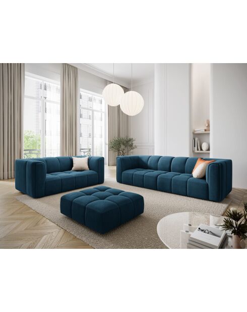 Canapé en chenille Adams 2 places bleu roi - 166 x 96 x 70 cm