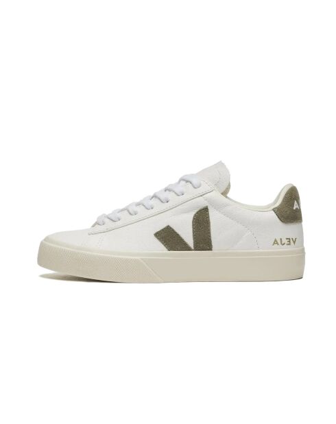 Baskets en cuir Campo blanc et kaki