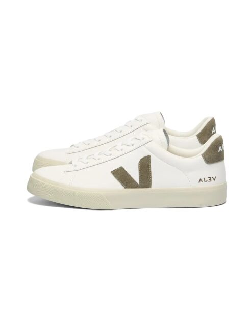 Baskets en cuir Campo blanc et kaki