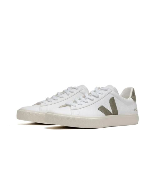 Baskets en cuir Campo blanc et kaki