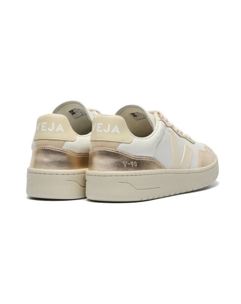 V-90 O.T. Sneakers van kalksteen en wit leer