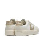 V-90 O.T. taupe en witte leren sneakers