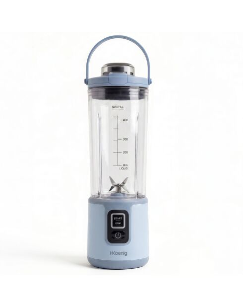 Mini blender portable sur batterie bleu pastel - 470 ml