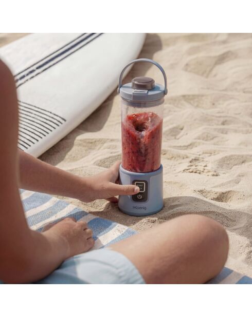 Mini blender portable sur batterie bleu pastel - 470 ml