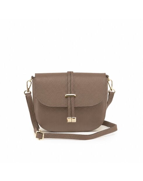 Sac bandoulière en cuir Avezzano taupe - 21x18x8cm
