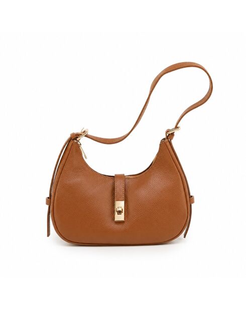 Sac bandoulière en cuir Annunziata cognac - 21x18x8cm