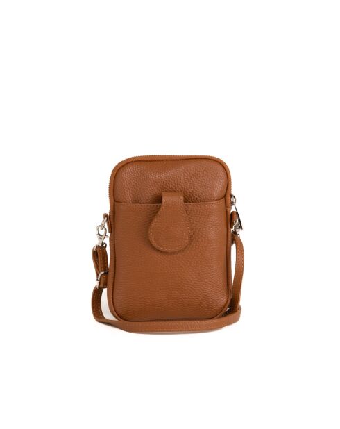 Sac bandoulière en cuir Paglia cognac - 15x20x1cm