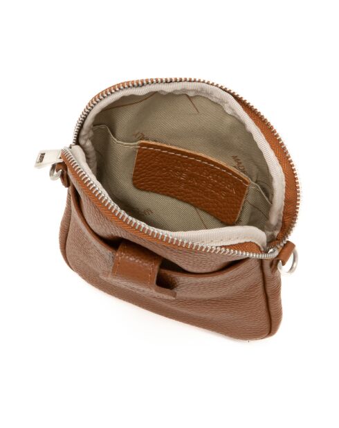 Paglia cognac leren schoudertas - 15x20x1cm