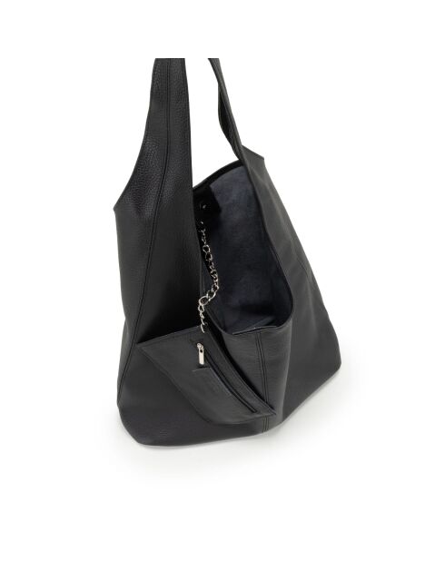 Tarquinia zwarte leren tas - 32x32x16cm