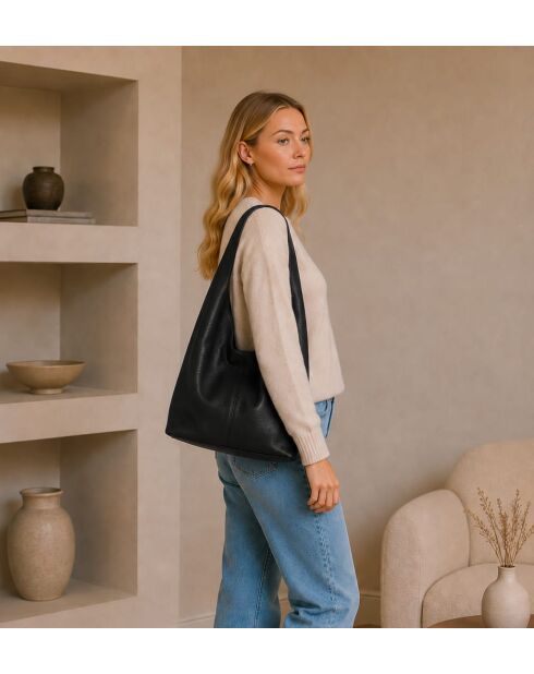 Tarquinia schwarze Ledertasche - 32x32x16cm