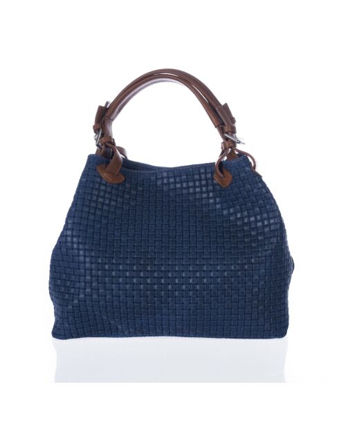 Sac en cuir Fosdinovo bleu - 37x45x15cm