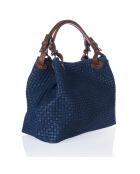 Sac en cuir Fosdinovo bleu - 37x45x15cm