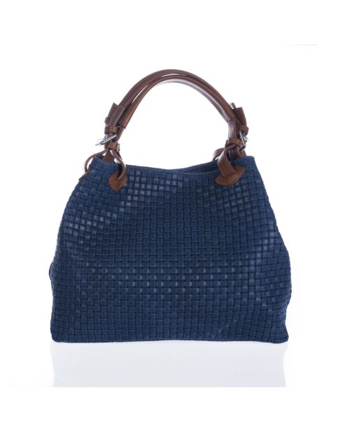 Sac en cuir Fosdinovo bleu - 37x45x15cm