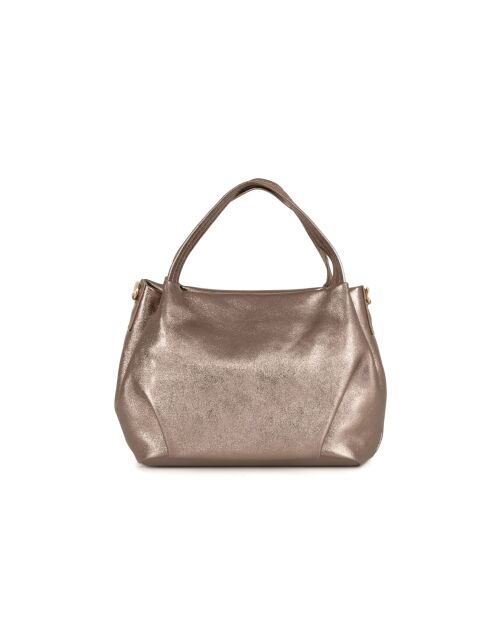 Sac en cuir Taro bronze laminé - 28x25x18cm
