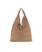 Sac en cuir suédé Mirtillo taupe - 34x39x8cm