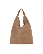 Sac en cuir suédé Mirtillo taupe - 34x39x8cm