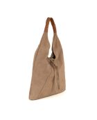 Sac en cuir suédé Mirtillo taupe - 34x39x8cm