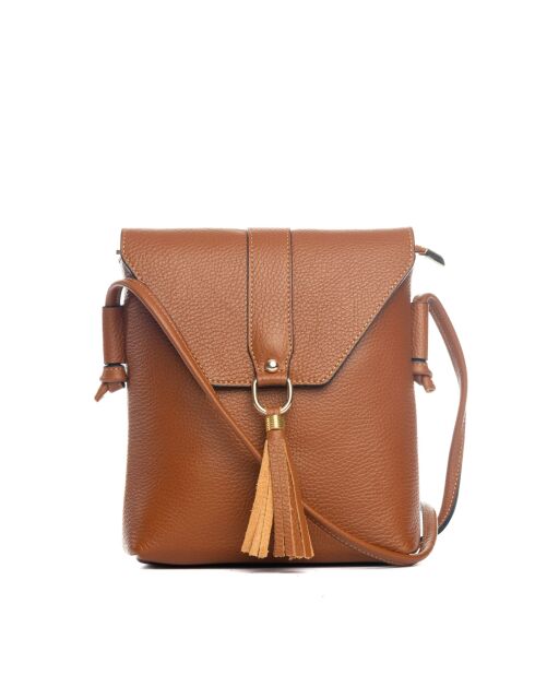 Sac bandoulière en cuir Olona cognac - 23x23x6cm