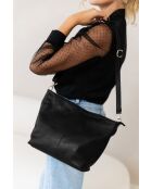 Trapani zwarte leren tas - 33x25x14cm