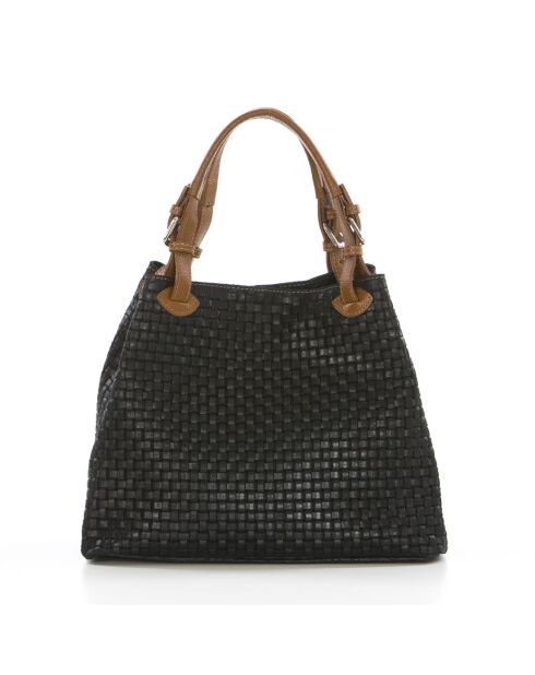 Sac cabas en cuir Cortona bord - 40x36x16cm