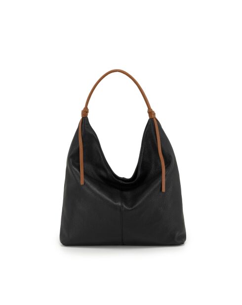 Sac en cuir Taranto noir + cuoio - 44x32x5cm